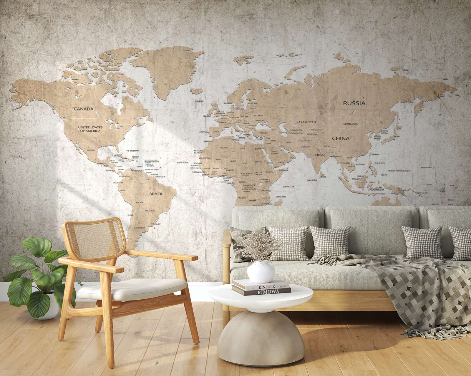 Papier peint vue géographique modérée du monde sur le mur
