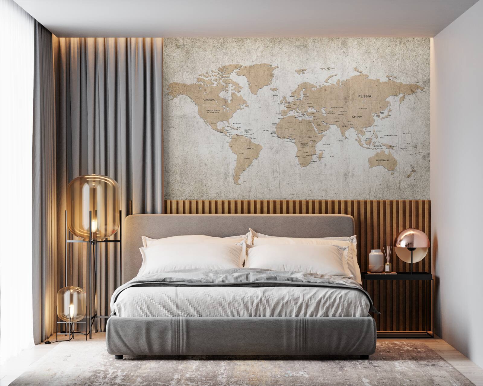 Papier peint vue géographique modérée du monde sur le mur