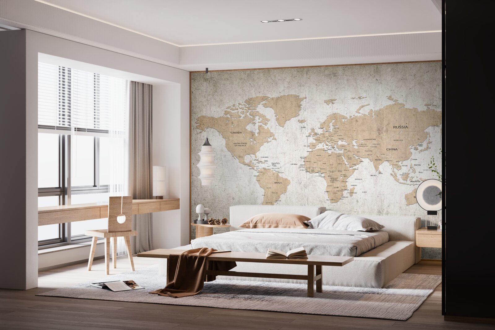 Papier peint vue géographique modérée du monde sur le mur