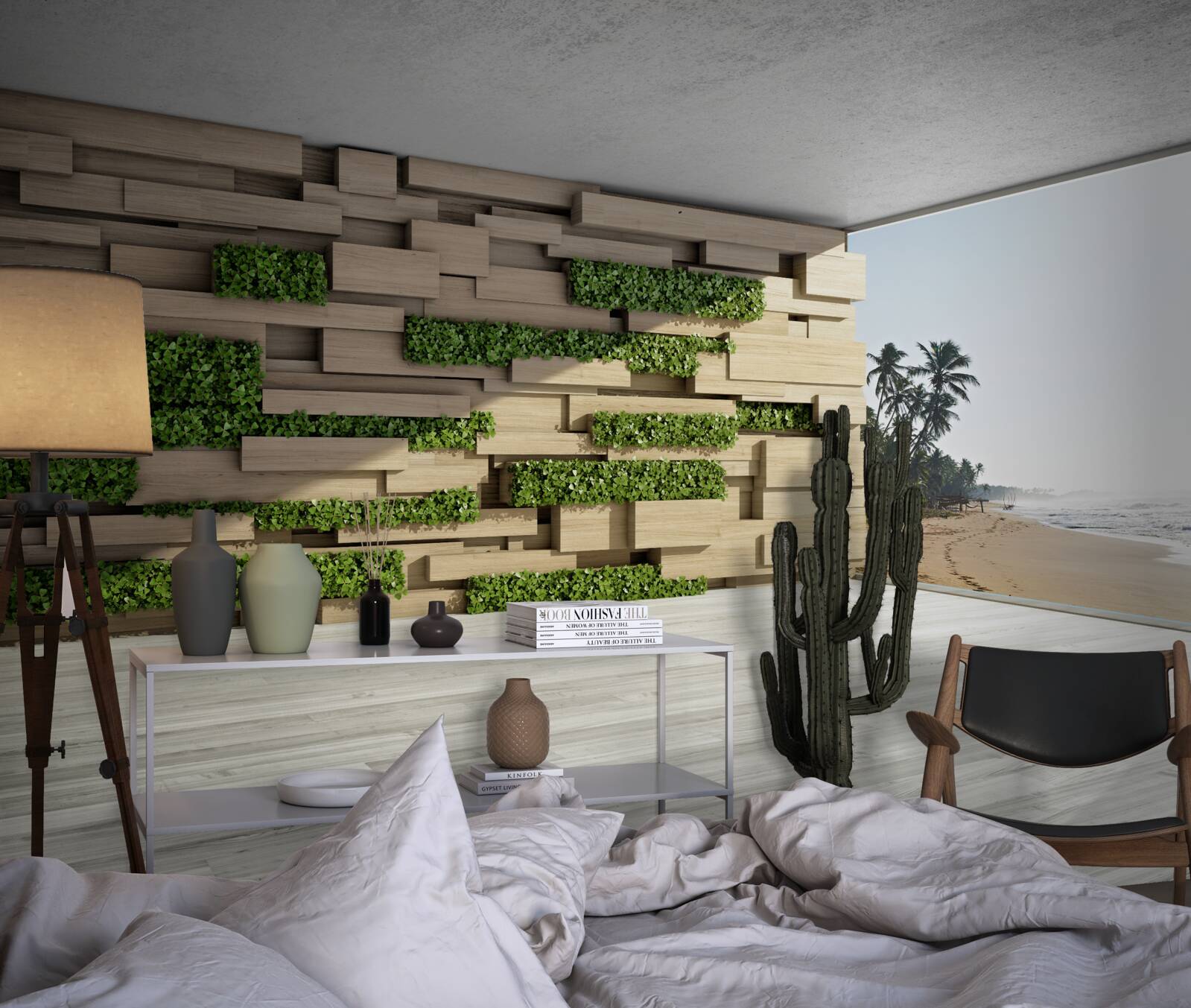 Papier peint à la conquête de la plage, du mur de pierre