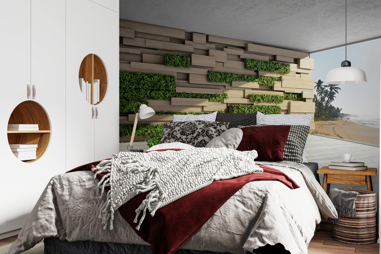 Papier peint à la conquête de la plage, du mur de pierre