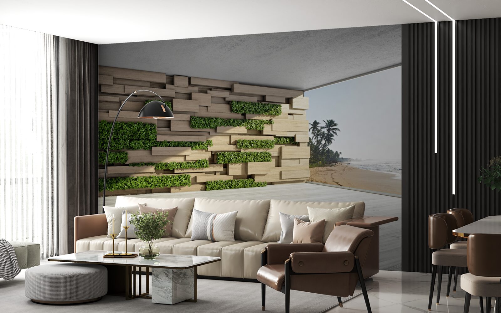 Papier peint à la conquête de la plage, du mur de pierre