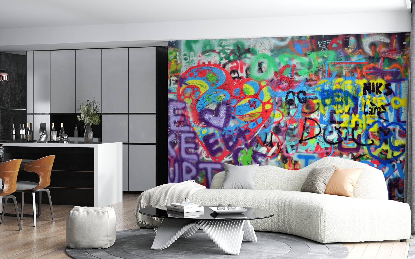 Papier peint graffiti sur un mur