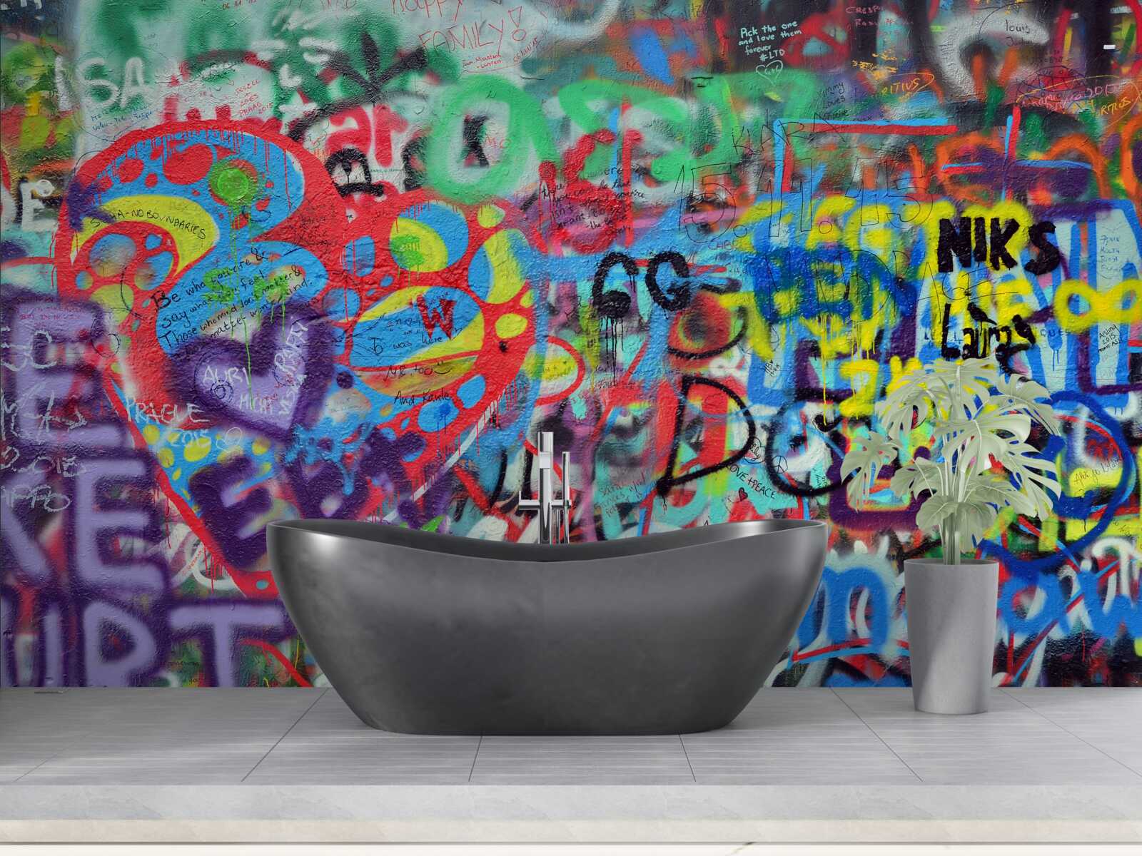 Papier peint graffiti sur un mur