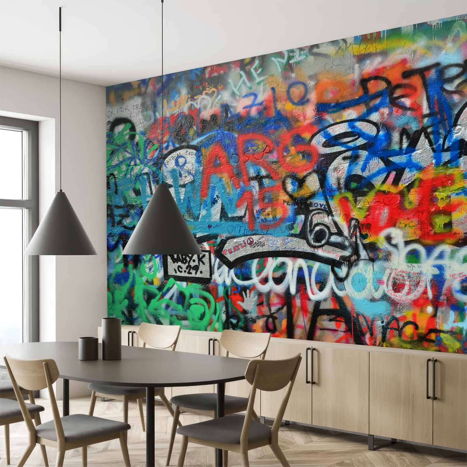 Papier peint Mur décoré de graffitis