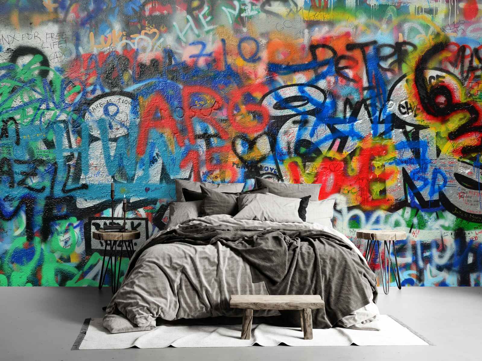 Papier peint Mur décoré de graffitis