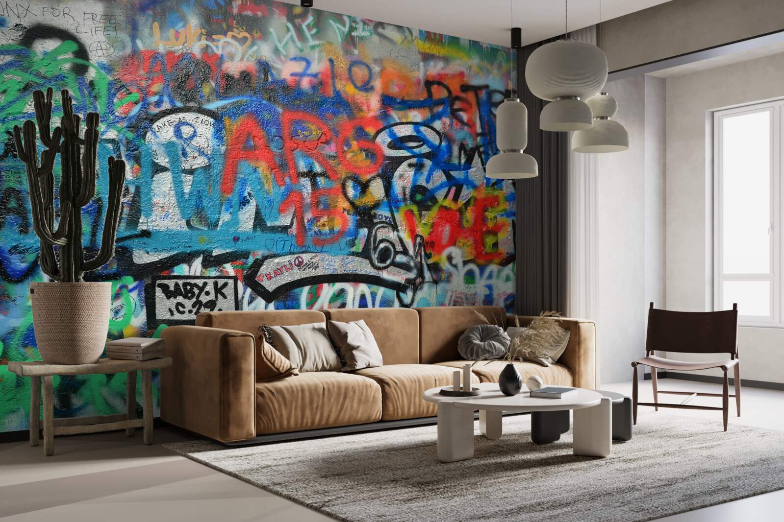 Papier peint Mur décoré de graffitis