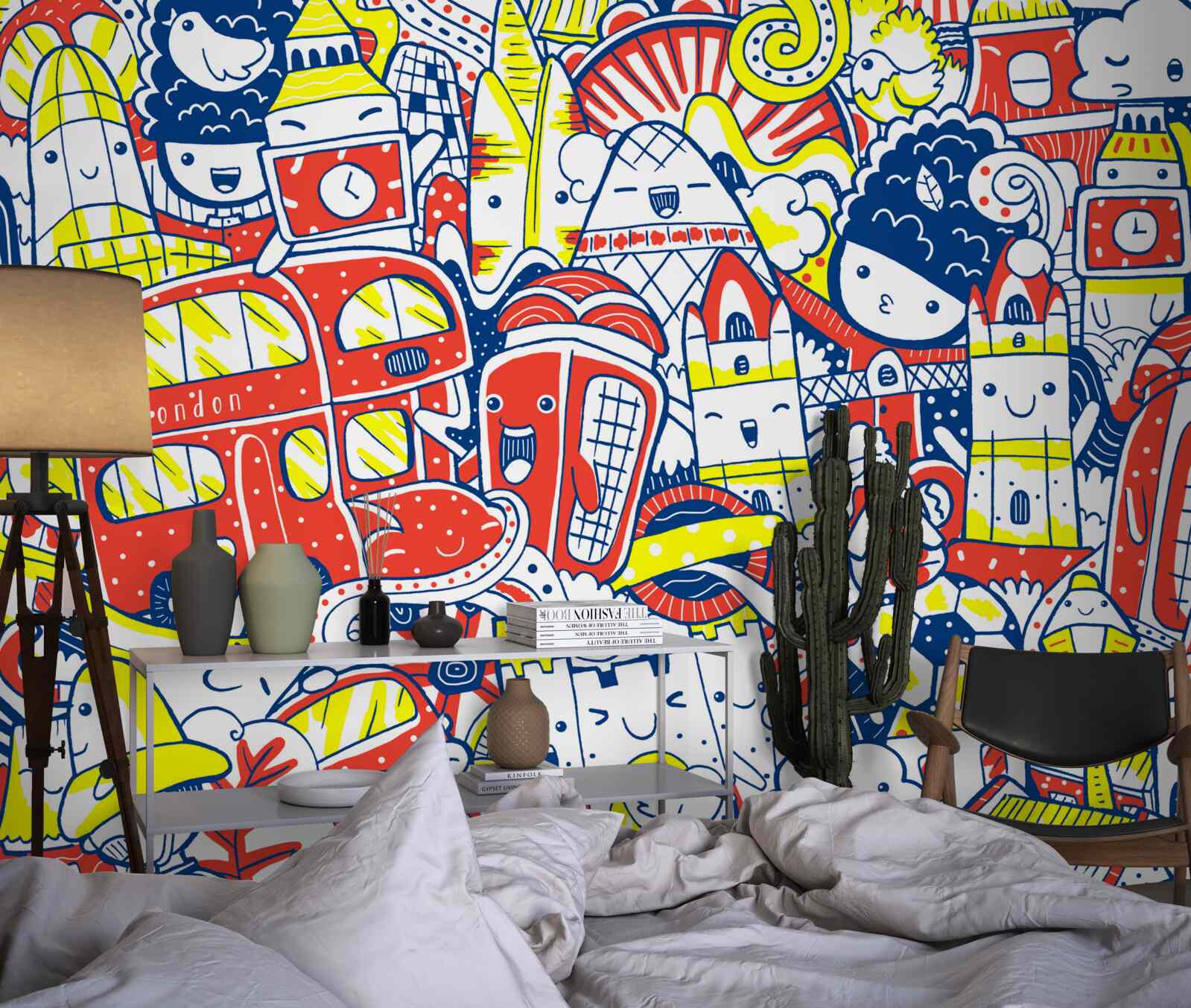 Papier peint graffiti lumineux sur le mur