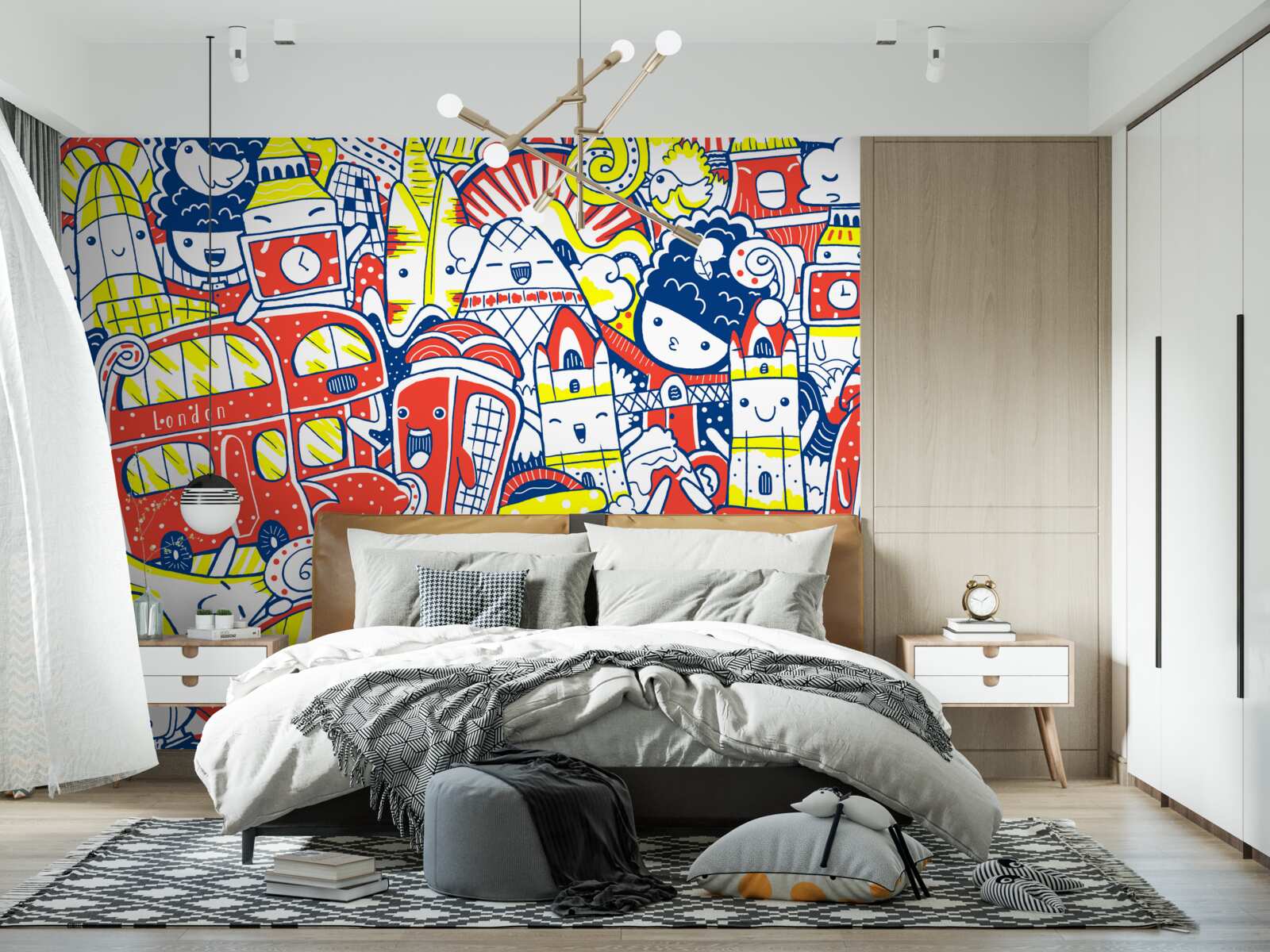 Papier peint graffiti lumineux sur le mur