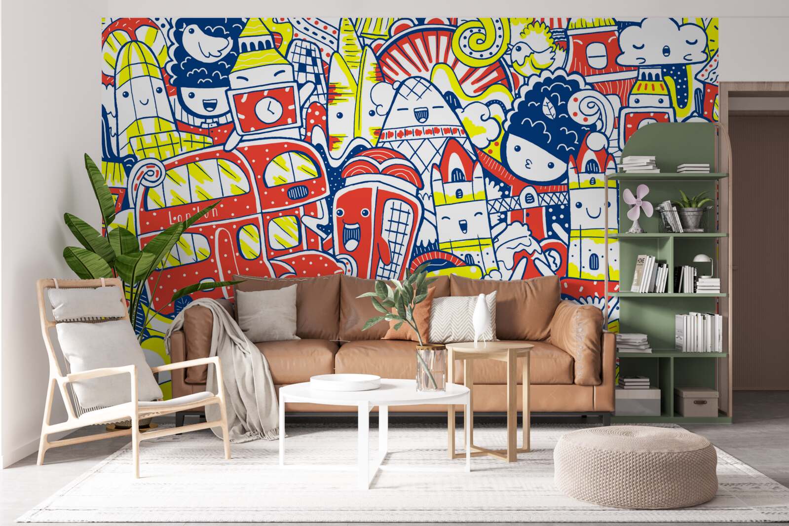 Papier peint graffiti lumineux sur le mur