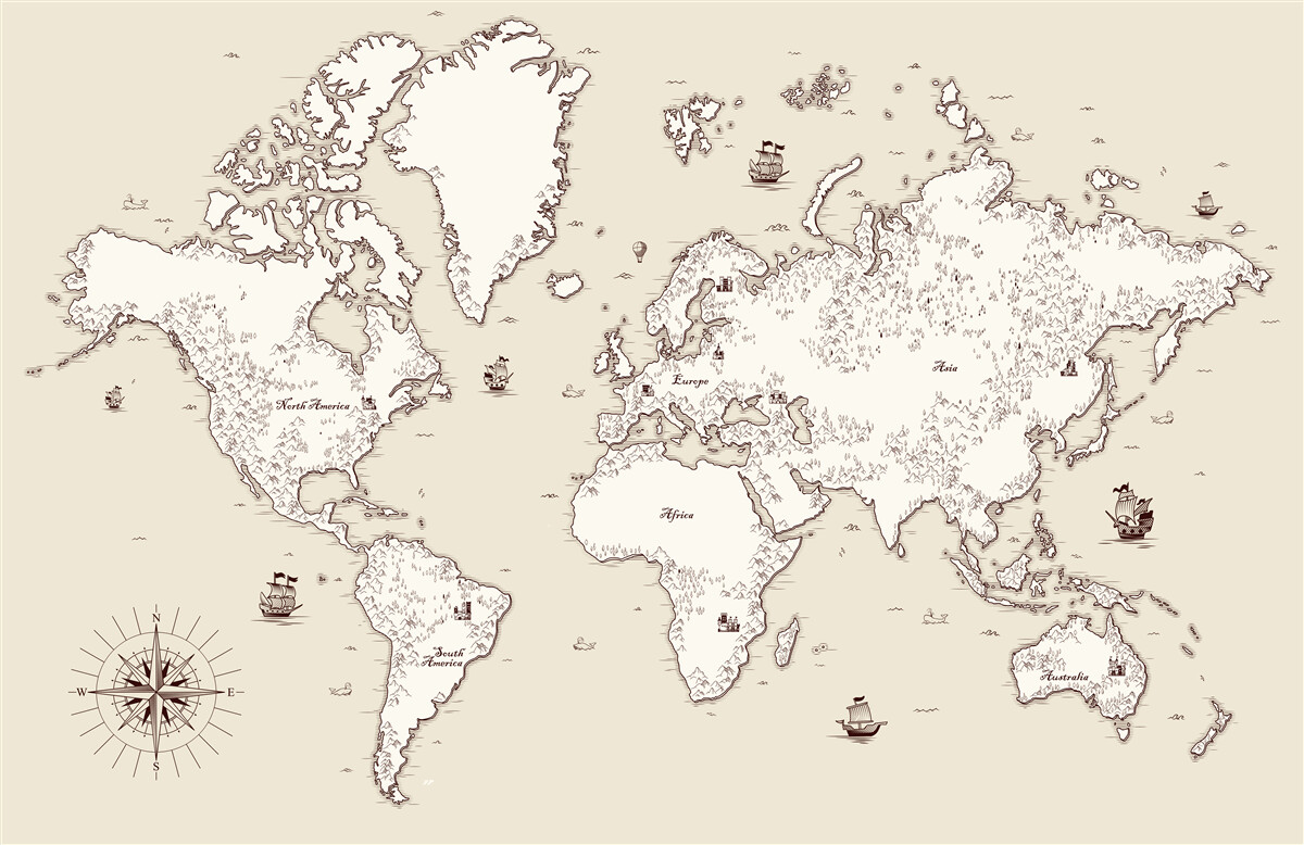 Papier peint carte du monde sans signes ni symboles