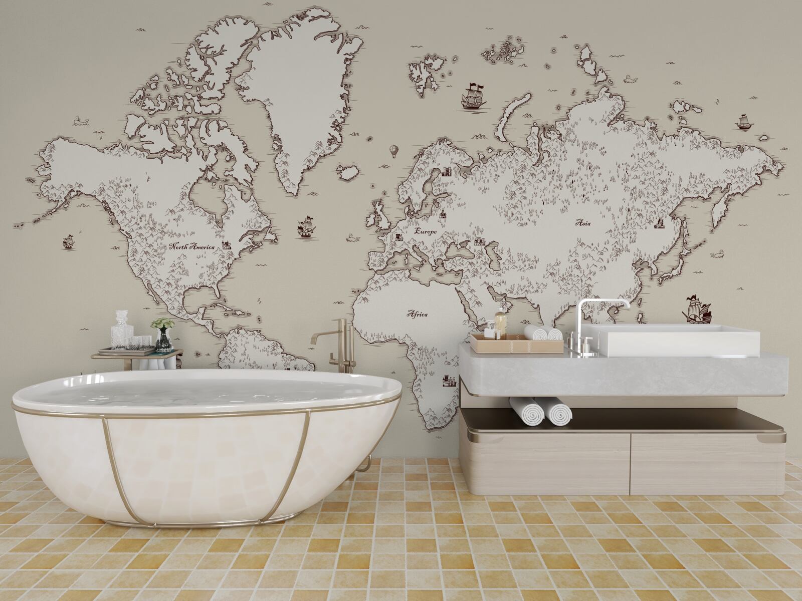 Papier peint carte du monde sans signes ni symboles