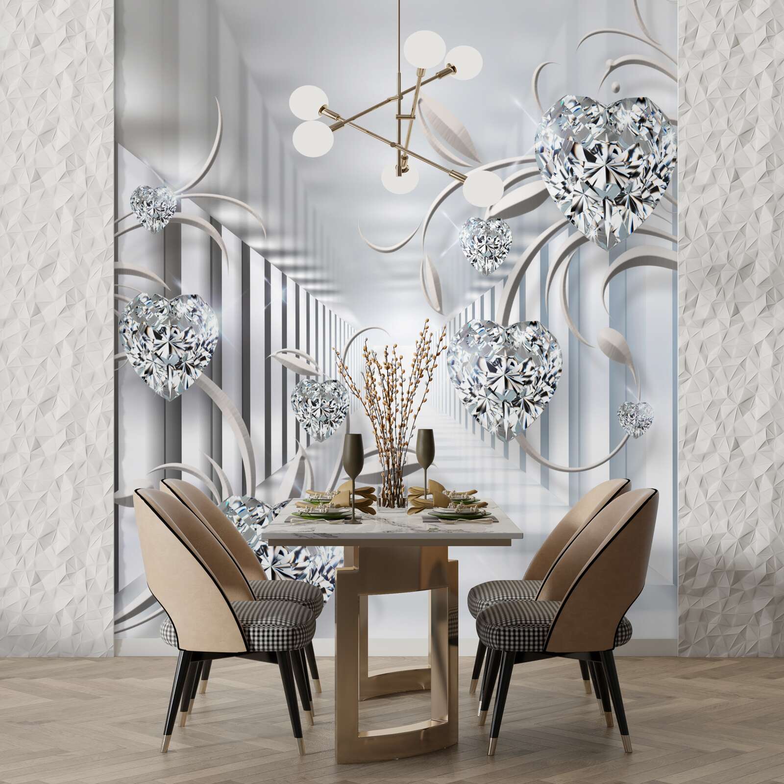 Papier peint couloir avec décoration abstraite