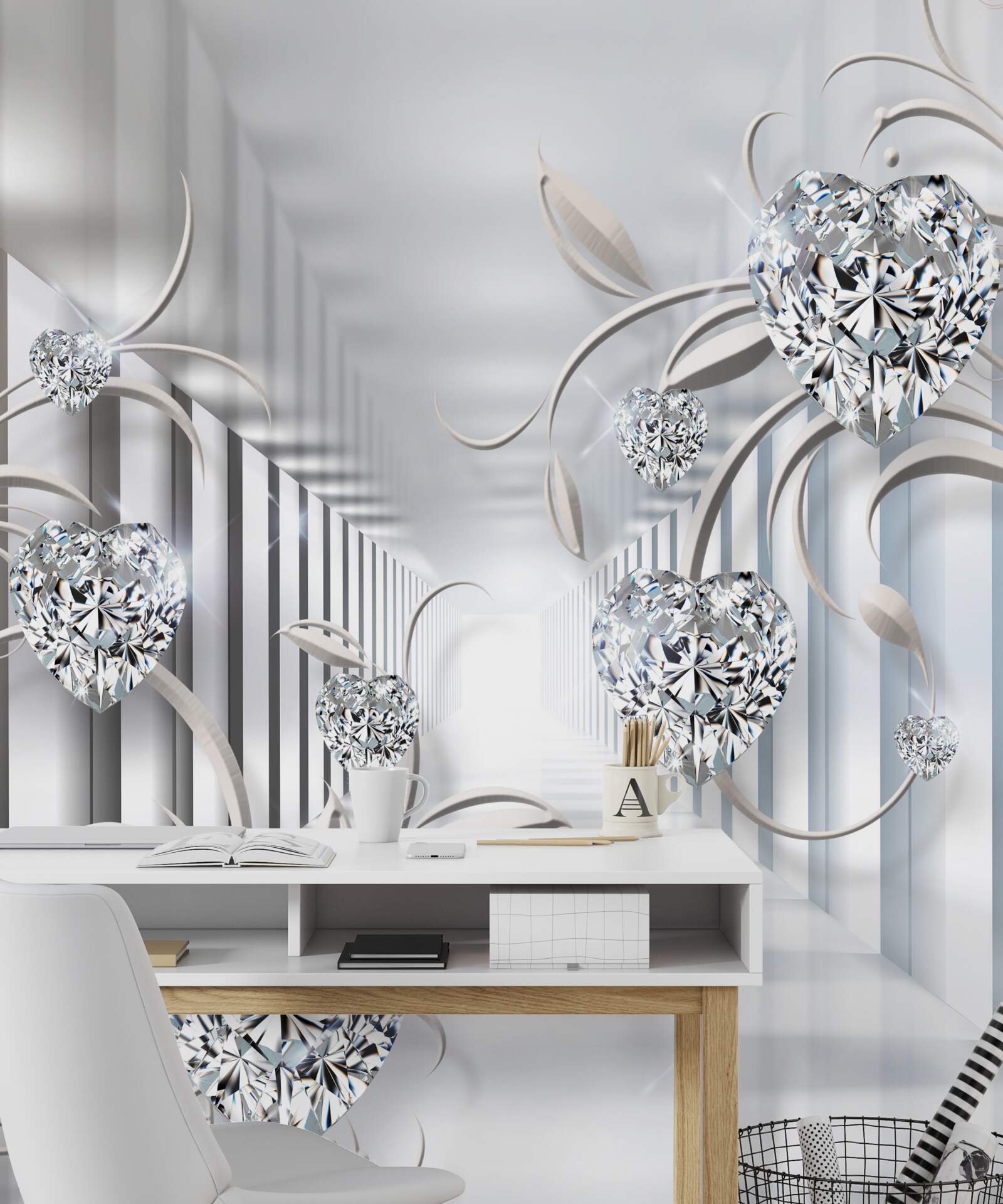 Papier peint couloir avec décoration abstraite