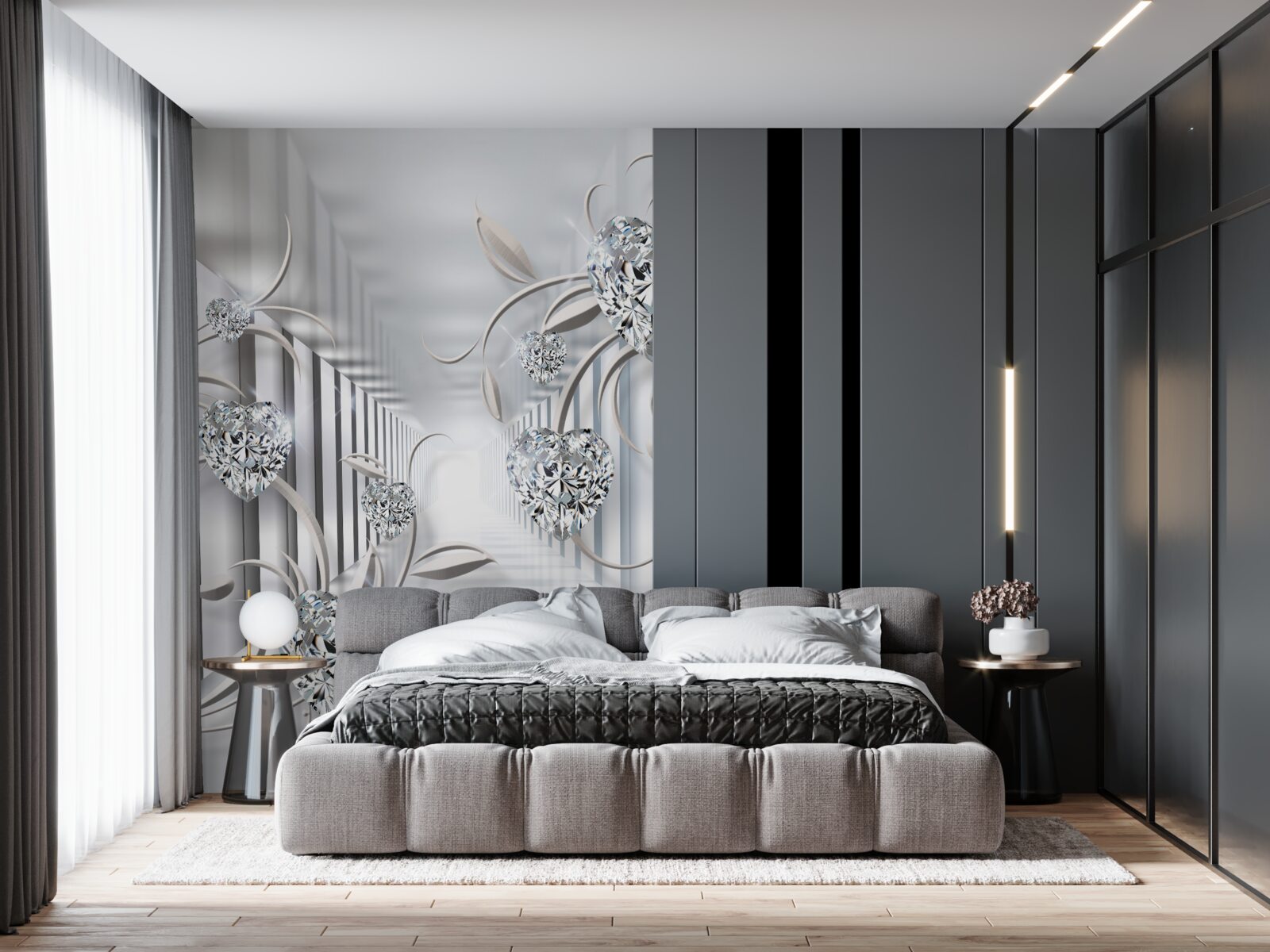 Papier peint couloir avec décoration abstraite