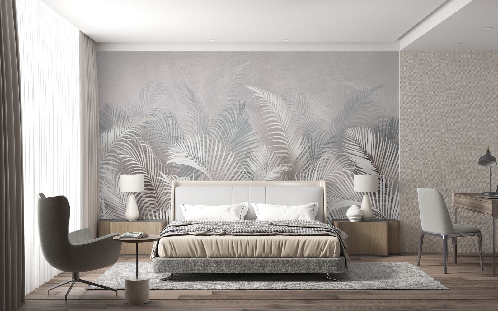 Papier peint feuilles de palmier dans la brume