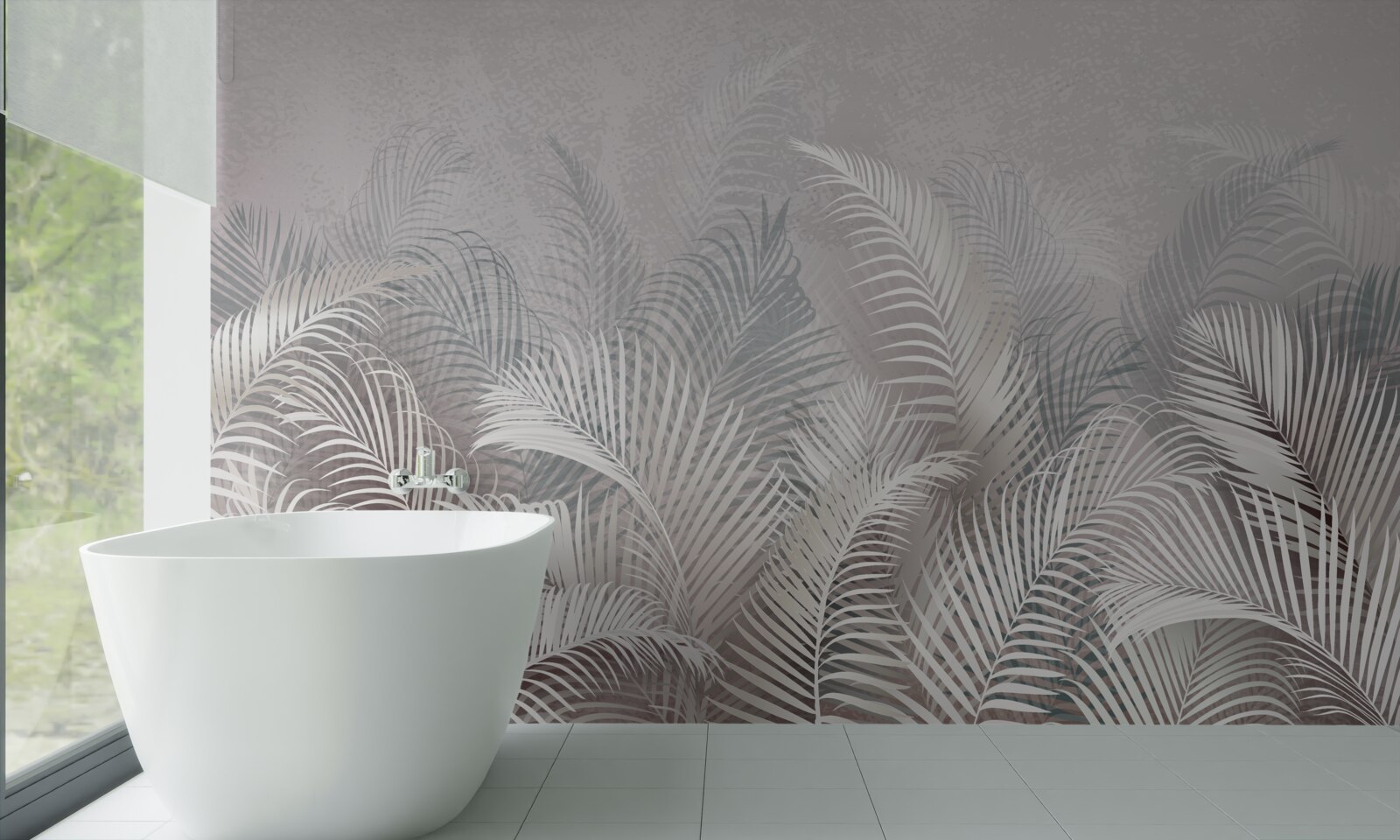 Papier peint feuilles de palmier dans la brume