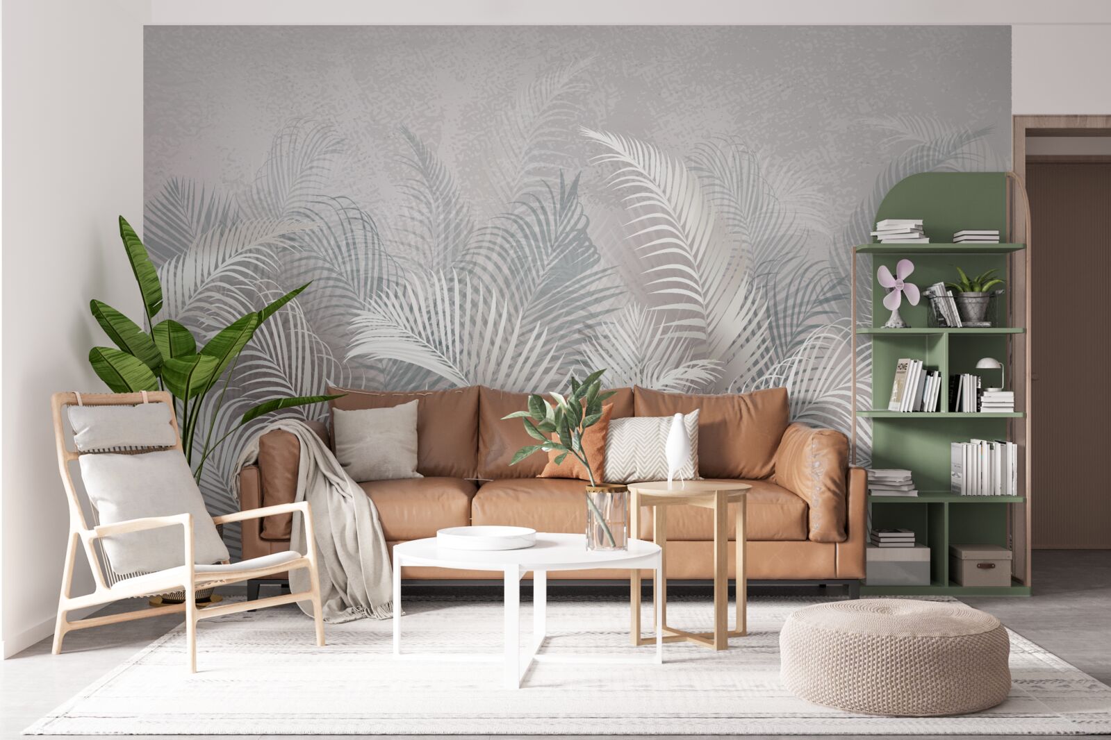 Papier peint feuilles de palmier dans la brume