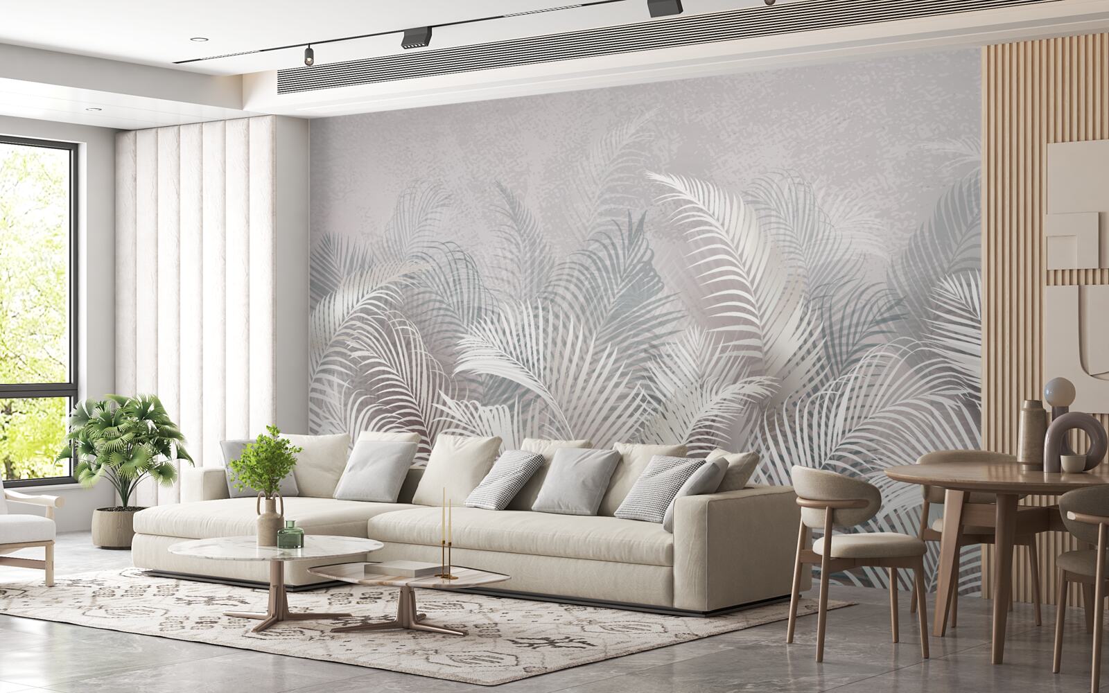 Papier peint feuilles de palmier dans la brume