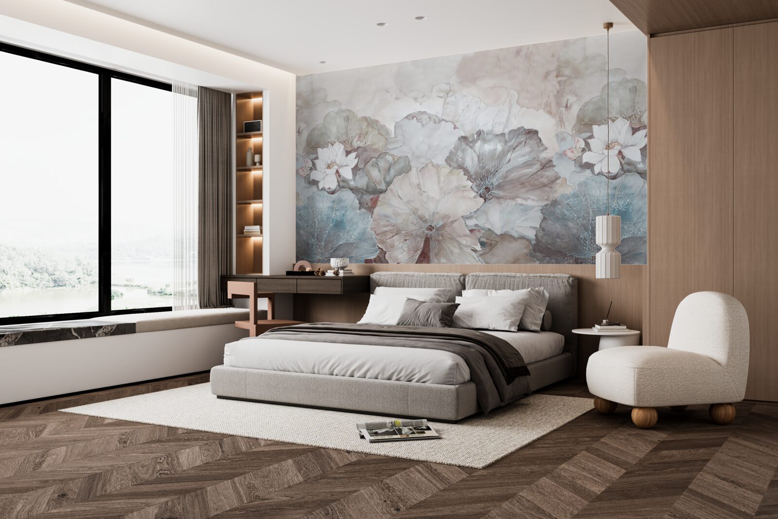 Papier peint feuilles sous les tropiques sous la pluie