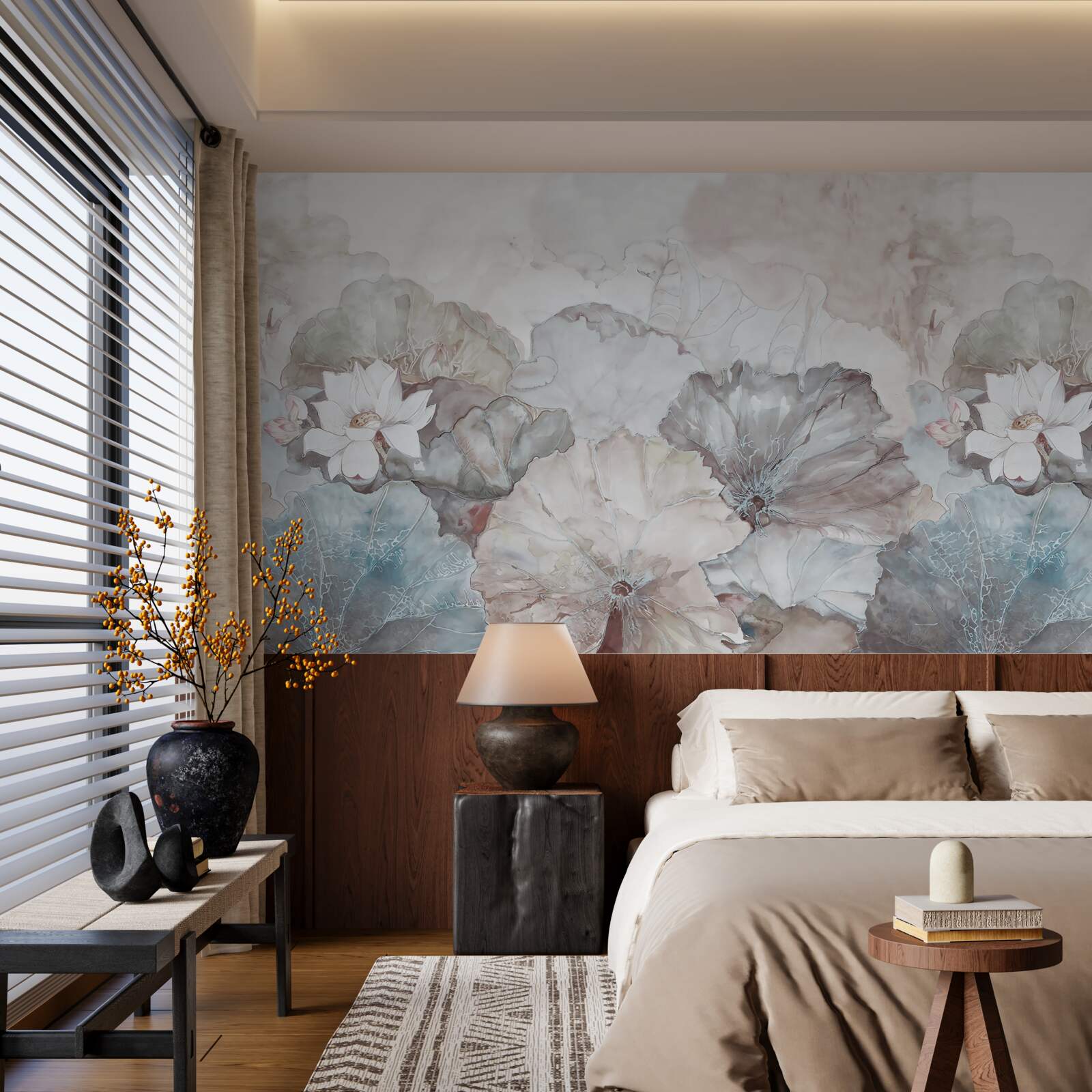 Papier peint feuilles sous les tropiques sous la pluie