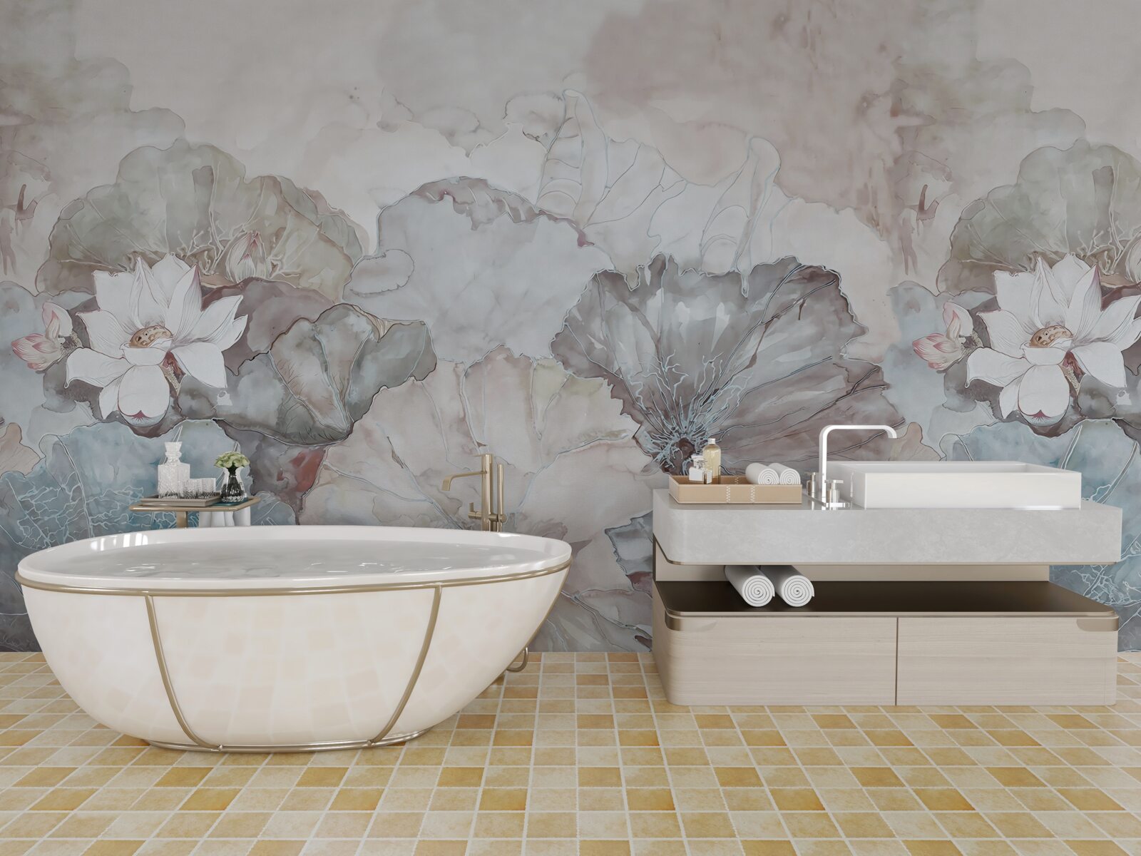 Papier peint feuilles sous les tropiques sous la pluie