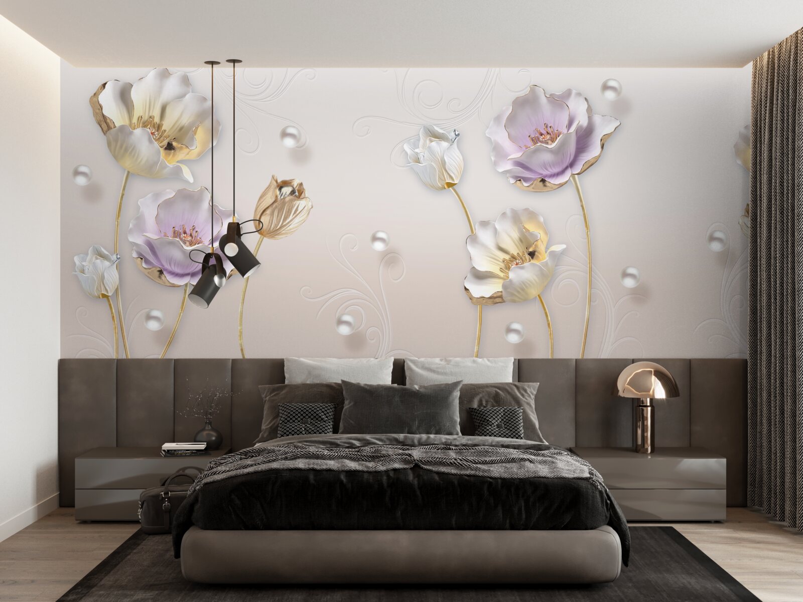 Papier peint des bourgeons fins sur un dos souple