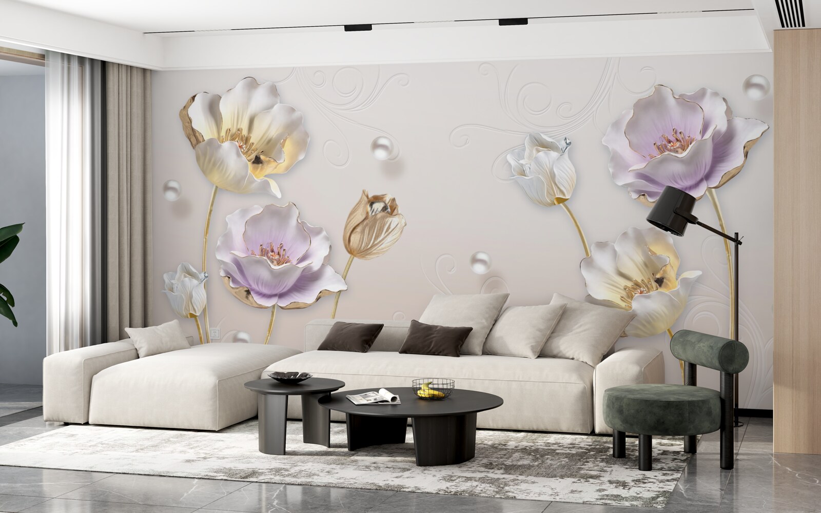 Papier peint des bourgeons fins sur un dos souple