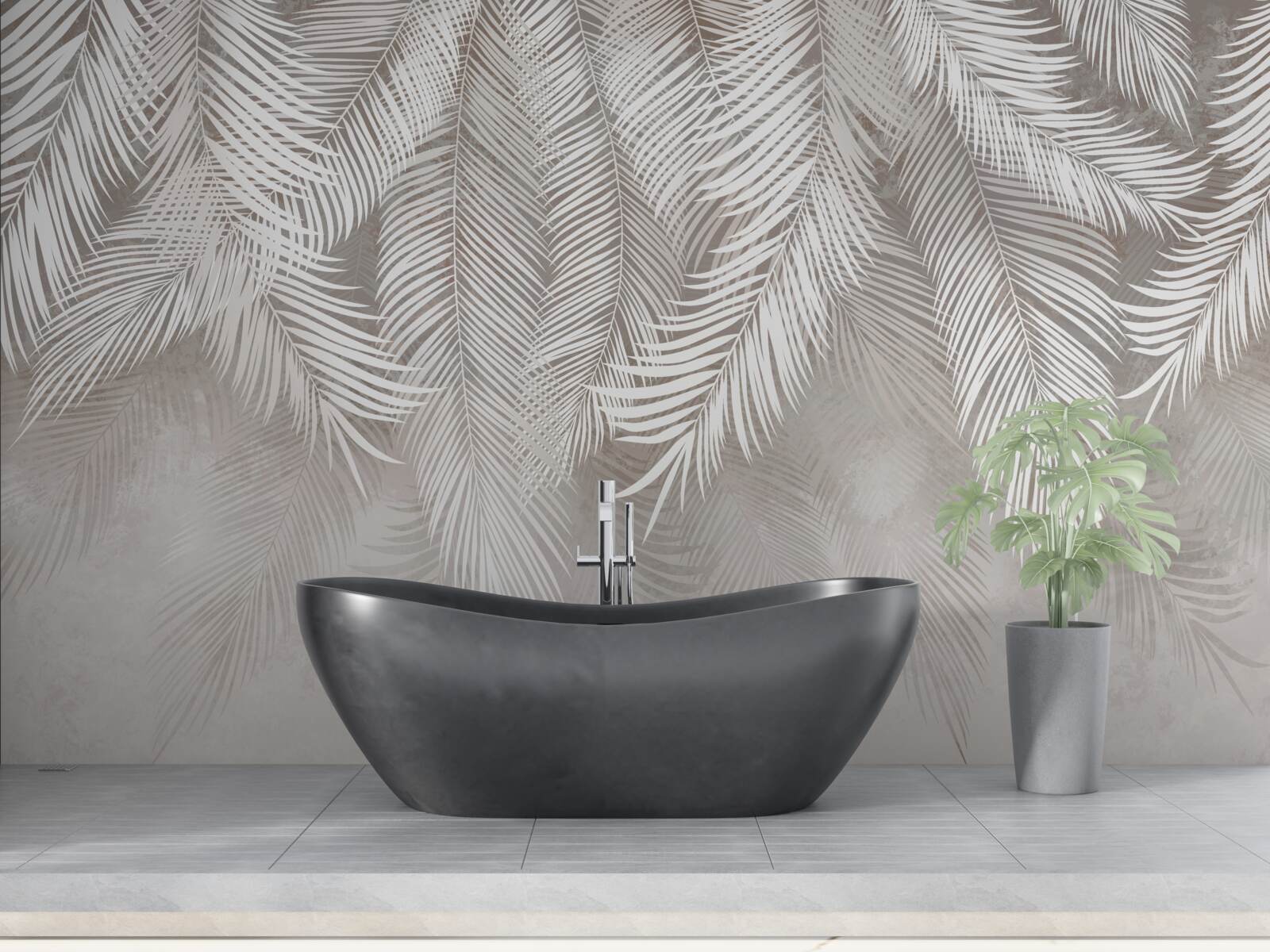 Papier peint Feuilles gris clair en automne