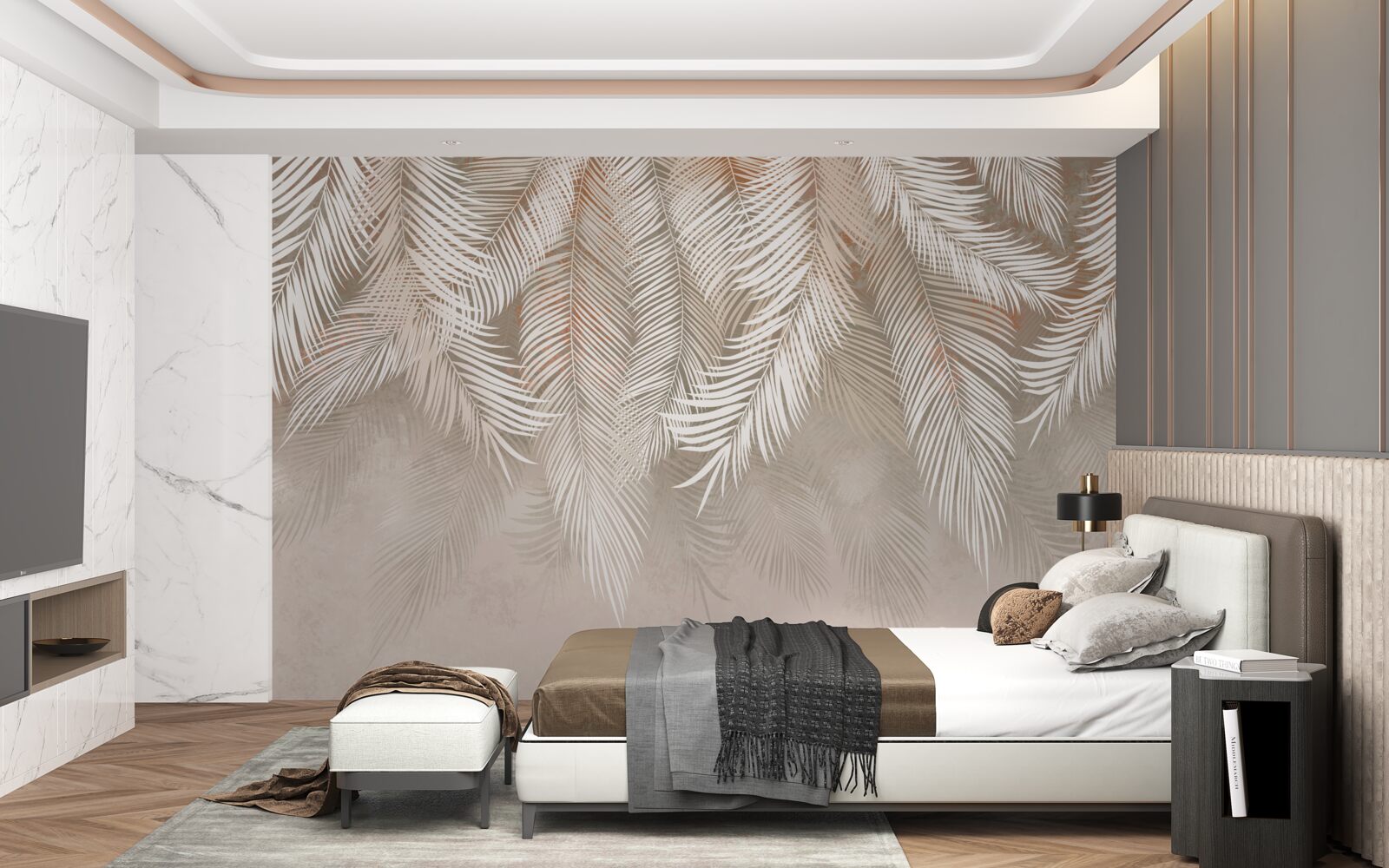 Papier peint feuilles de palmier des tropiques