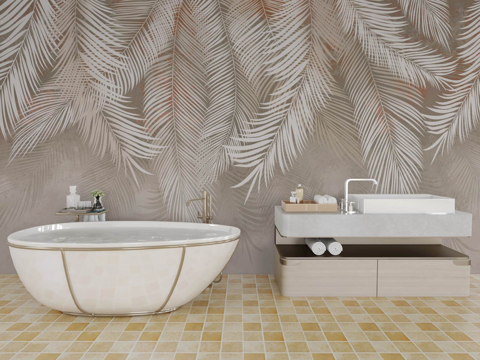 Papier peint feuilles de palmier des tropiques