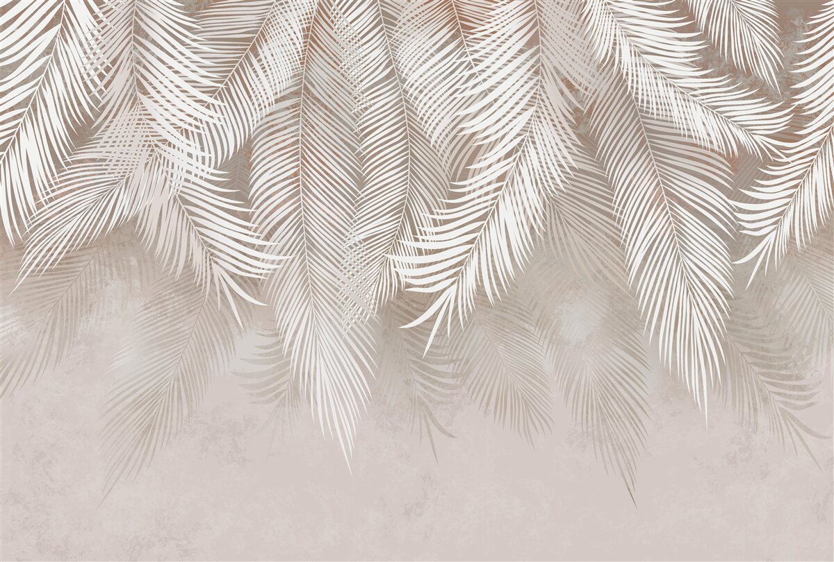 Papier peint les feuilles sont blanchâtres, comme des plumes