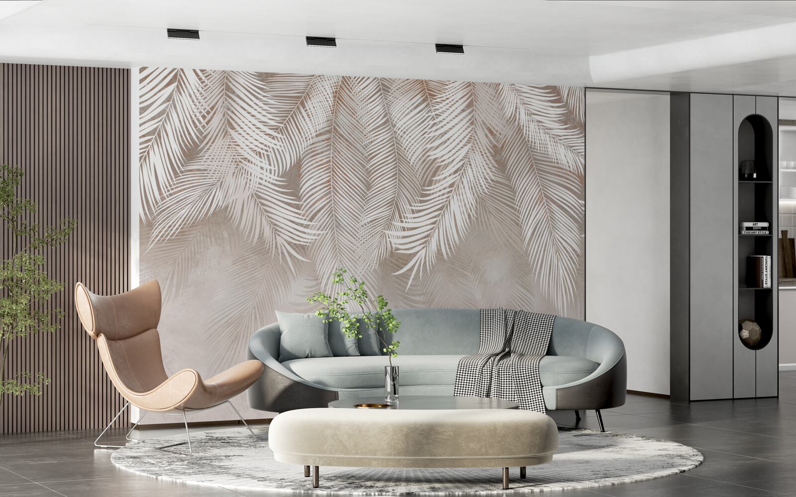 Papier peint les feuilles sont blanchâtres, comme des plumes