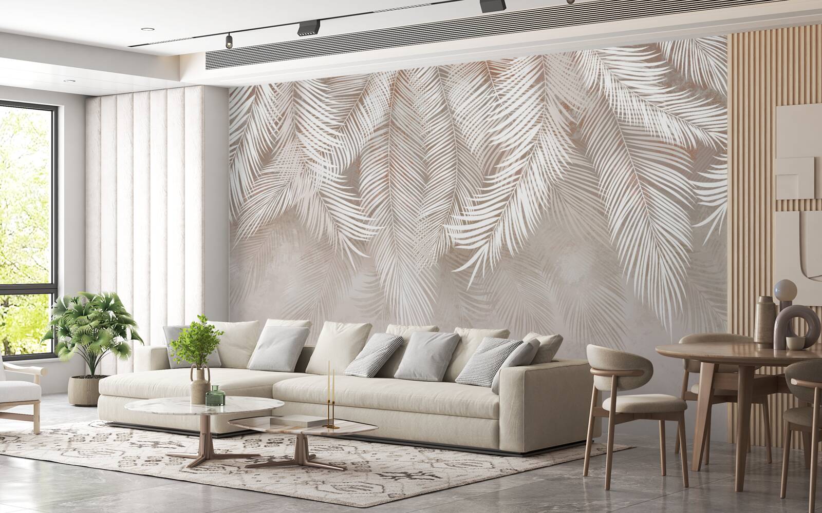 Papier peint les feuilles sont blanchâtres, comme des plumes