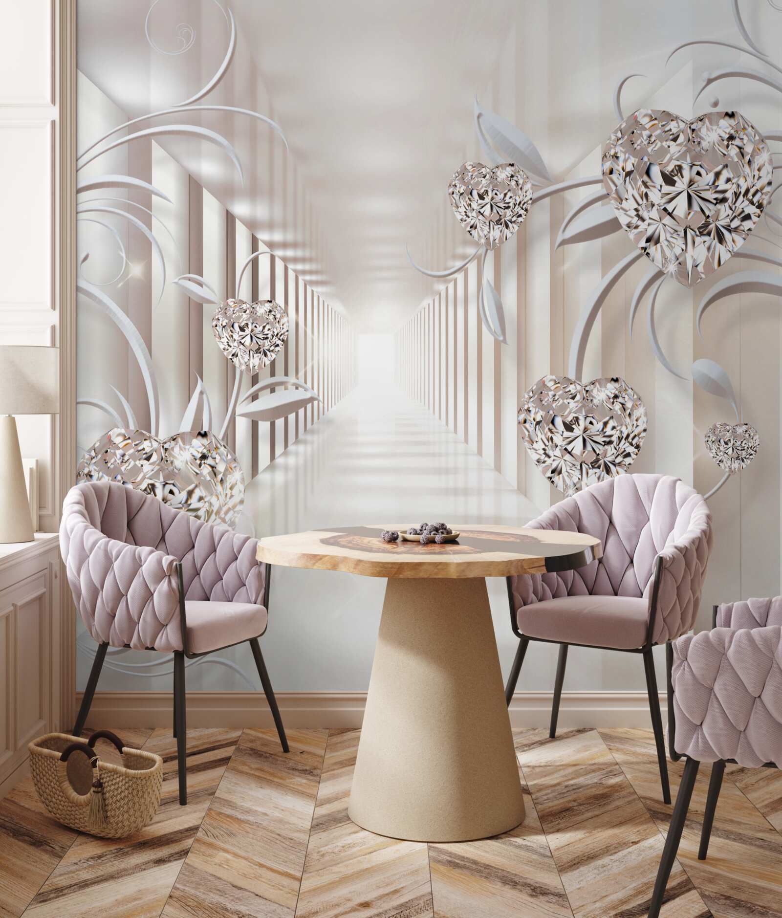 Papier peint tunnel sans fin d'abstraction et de bijoux en or