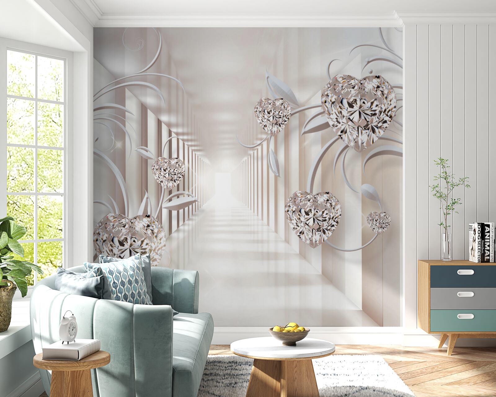 Papier peint tunnel sans fin d'abstraction et de bijoux en or