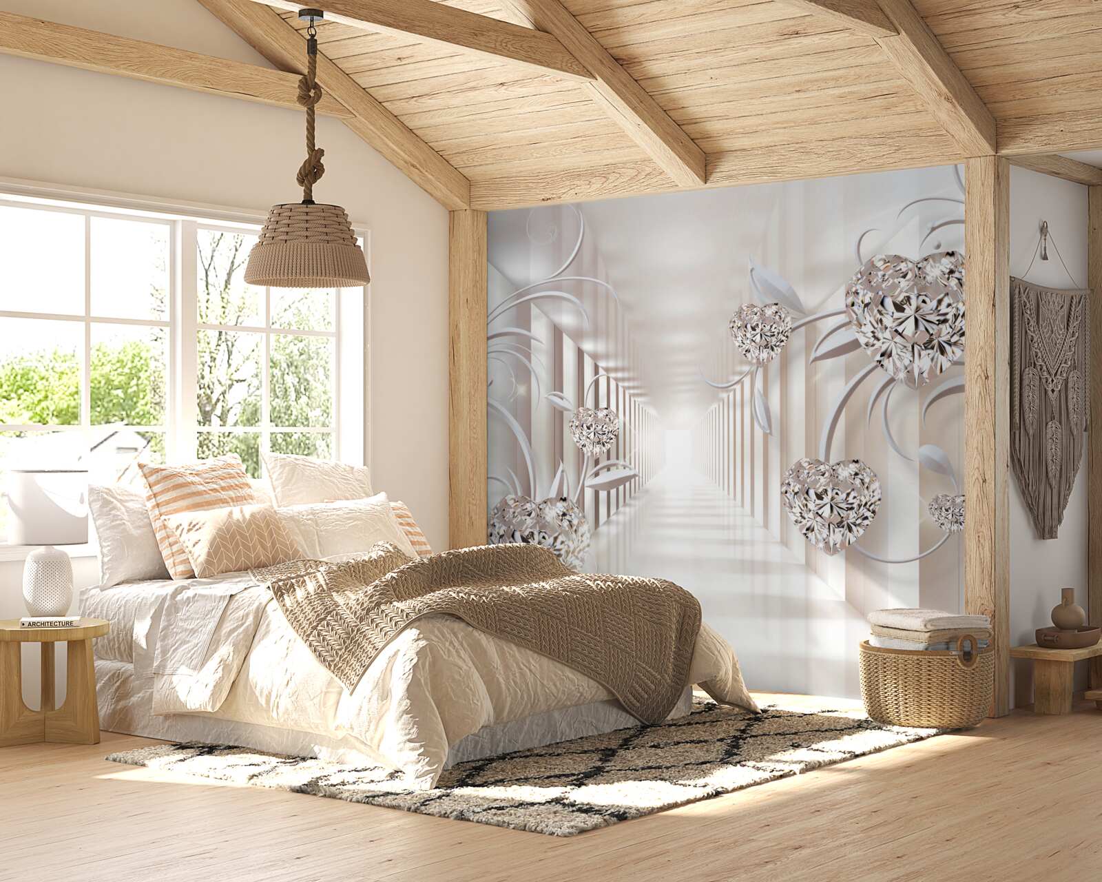 Papier peint tunnel sans fin d'abstraction et de bijoux en or