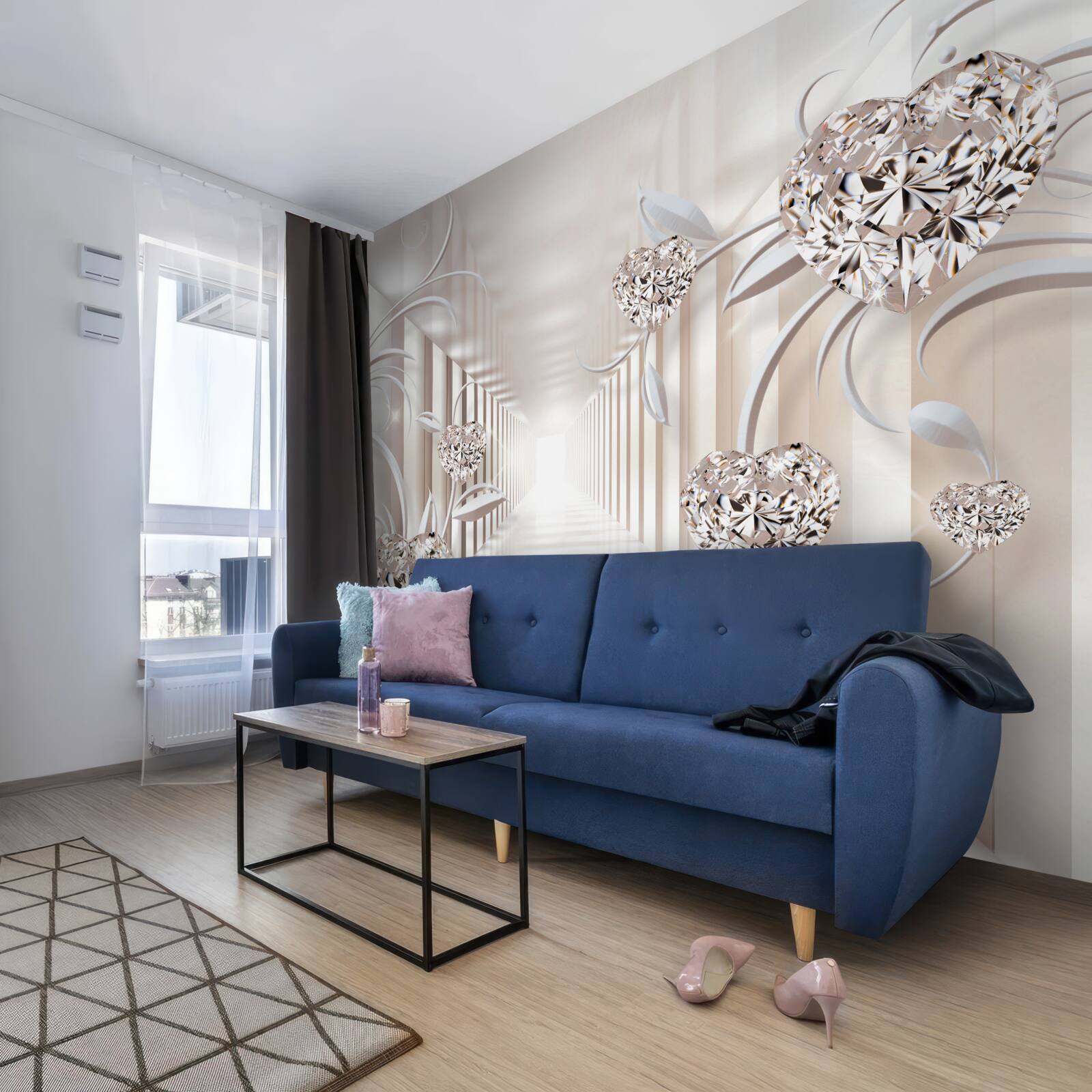 Papier peint tunnel sans fin d'abstraction et de bijoux en or