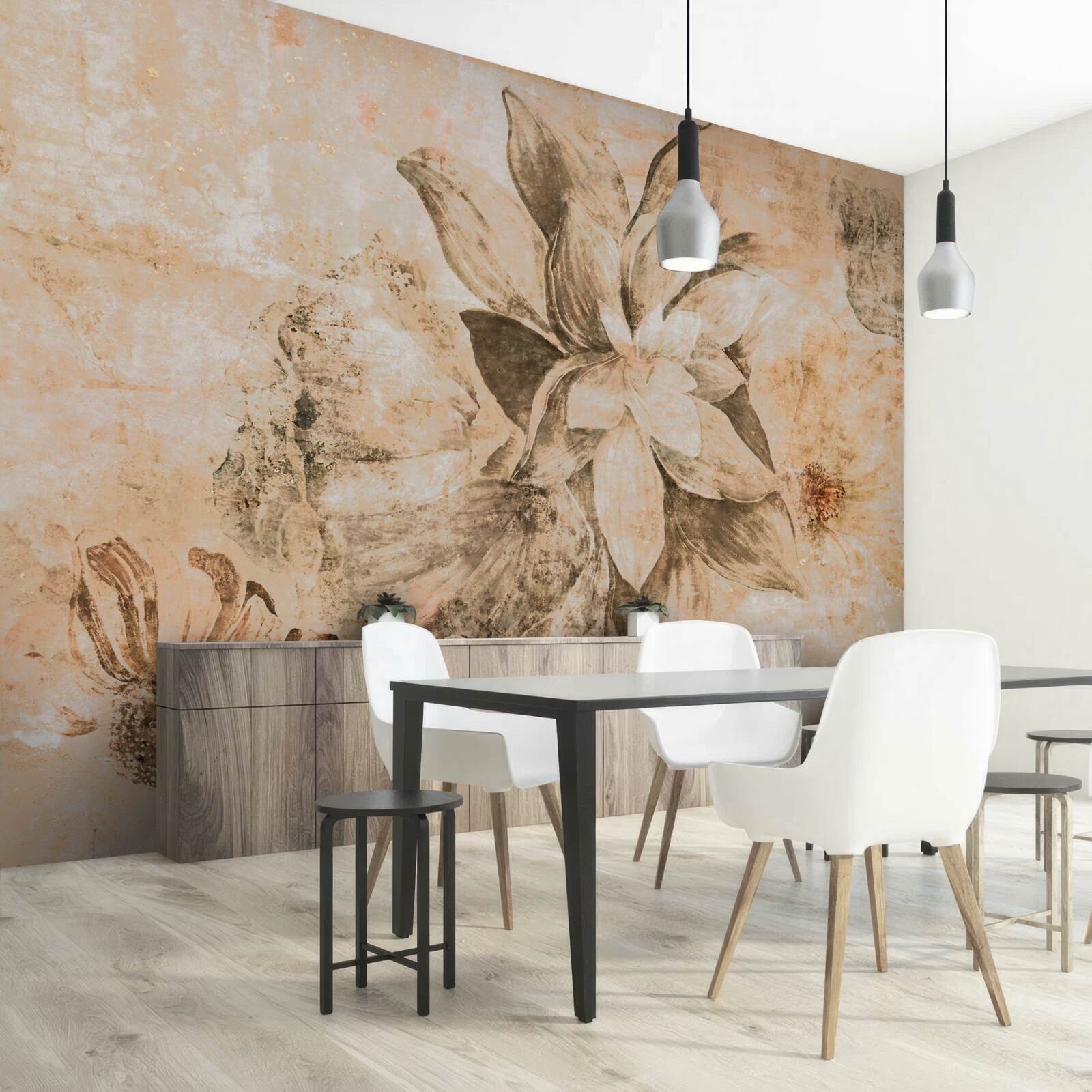 Papier peint ouverture du beignet sur une base brune