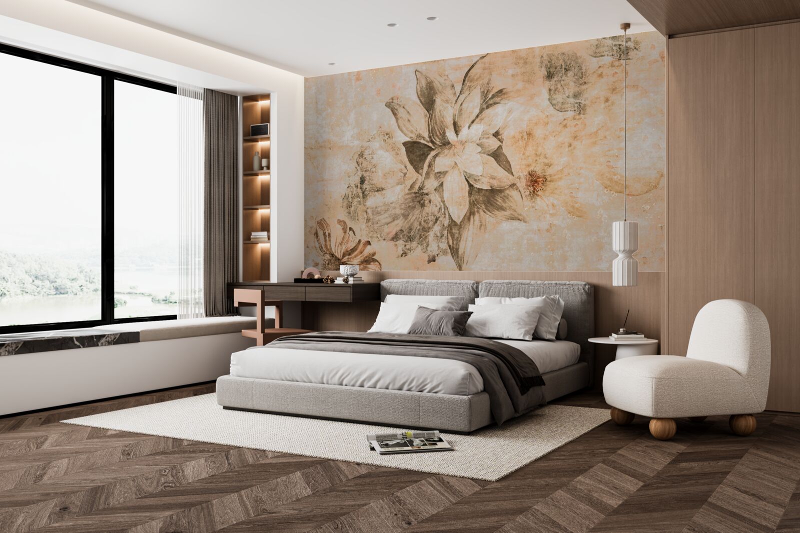 Papier peint ouverture du beignet sur une base brune