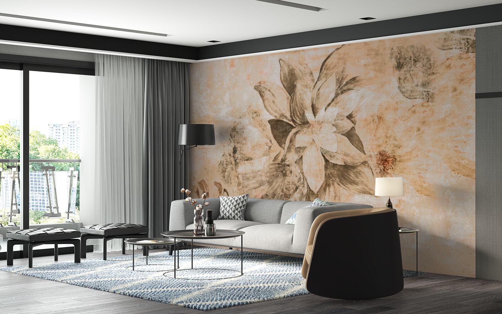 Papier peint ouverture du beignet sur une base brune