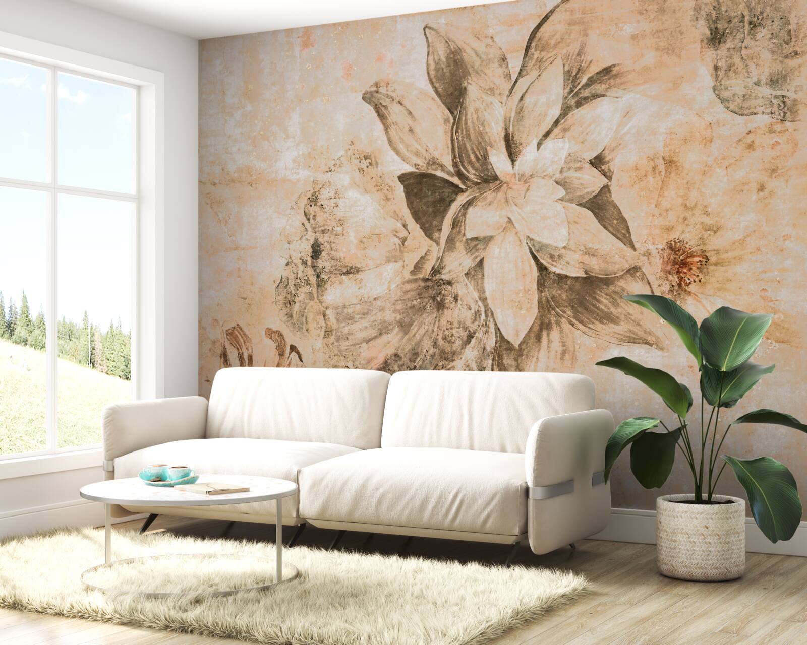 Papier peint ouverture du beignet sur une base brune