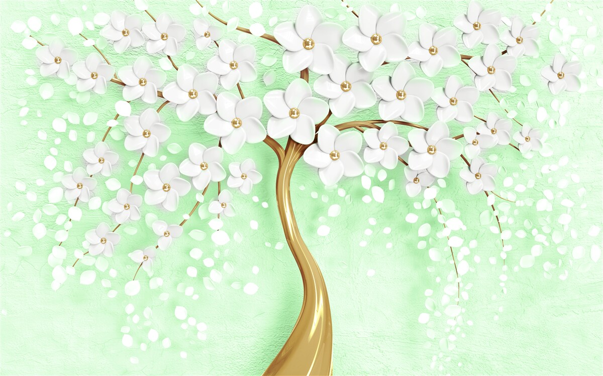 Papier peint Cerise blanche dans le jardin d'été