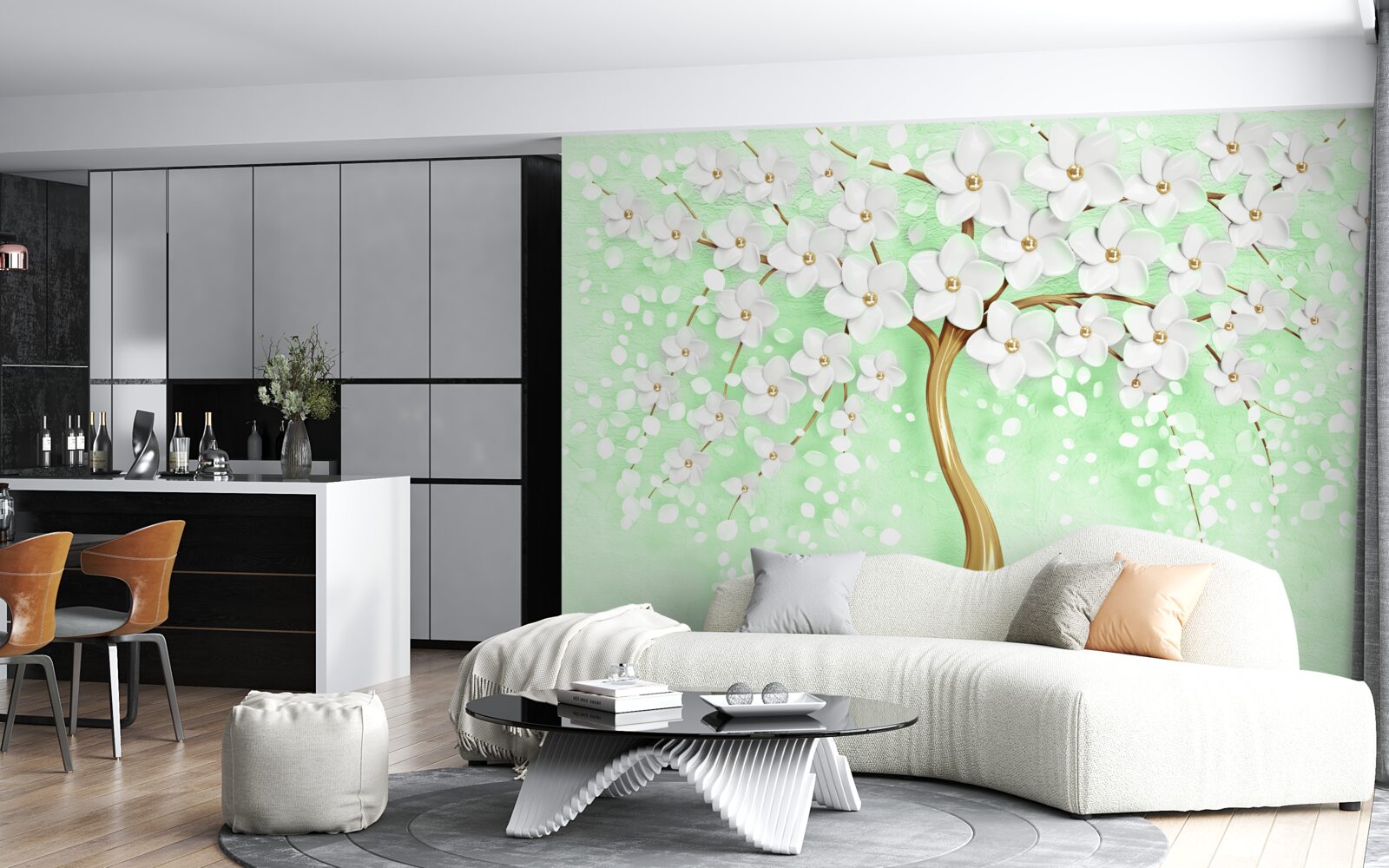 Papier peint Cerise blanche dans le jardin d'été