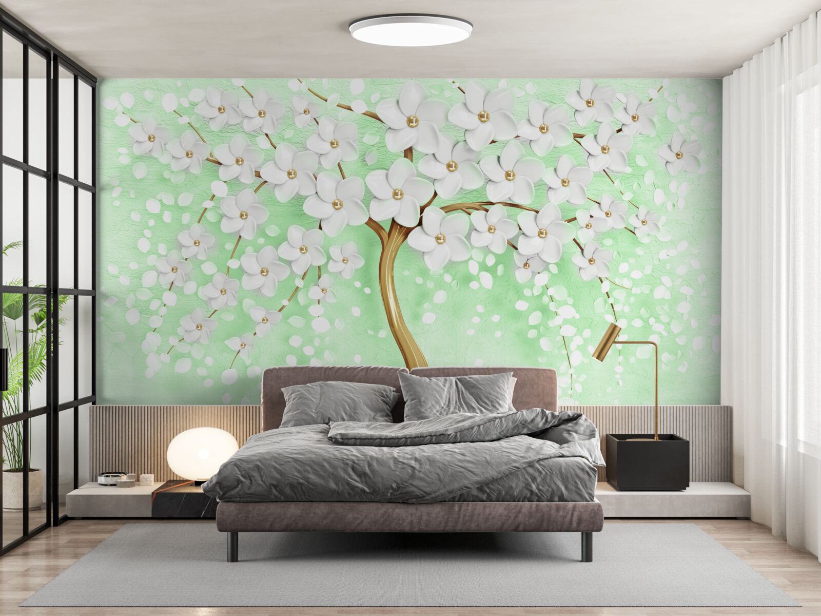 Papier peint Cerise blanche dans le jardin d'été