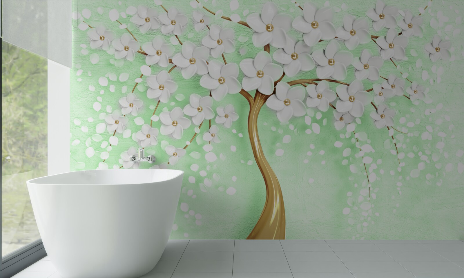 Papier peint Cerise blanche dans le jardin d'été