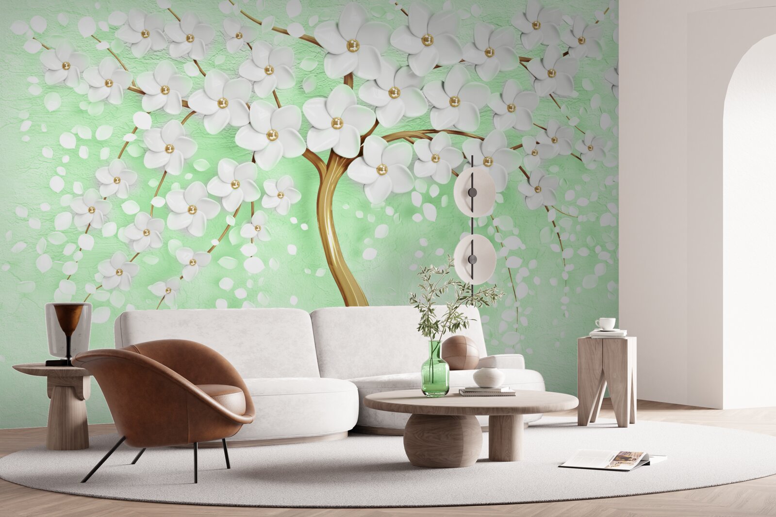 Papier peint Cerise blanche dans le jardin d'été