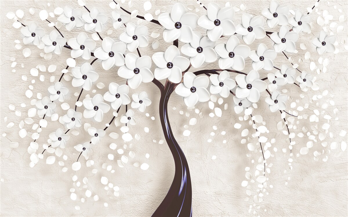 Papier peint magnifique arbre blanc en pleine floraison