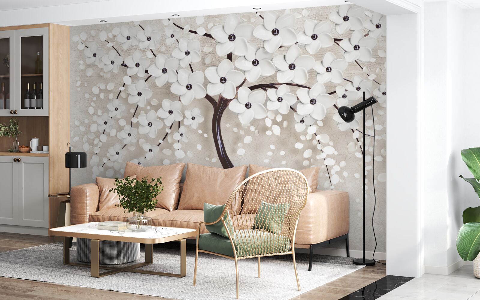 Papier peint magnifique arbre blanc en pleine floraison