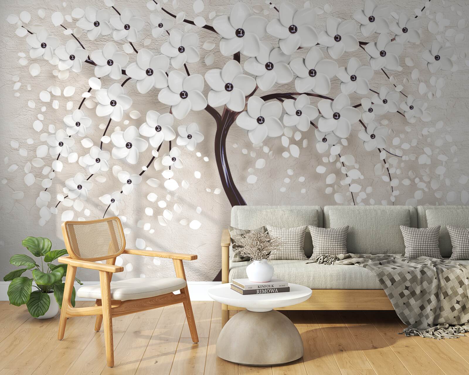 Papier peint magnifique arbre blanc en pleine floraison